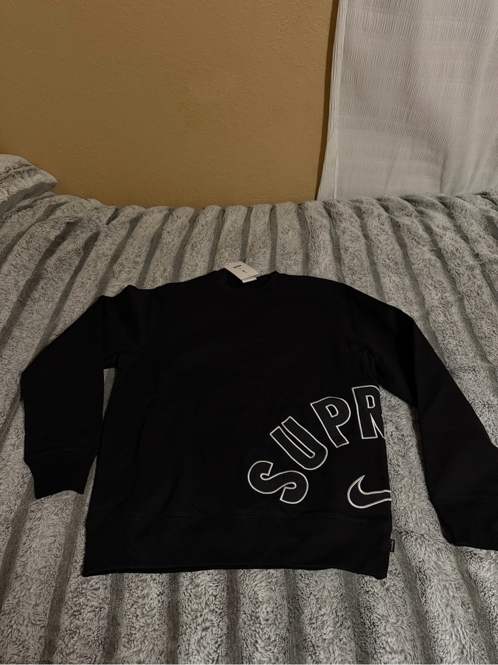 Supreme Black Crewneck with White Outline Logo